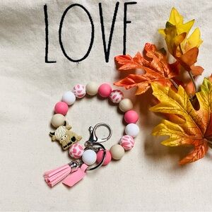 Silicone Pink wristlet Keychain